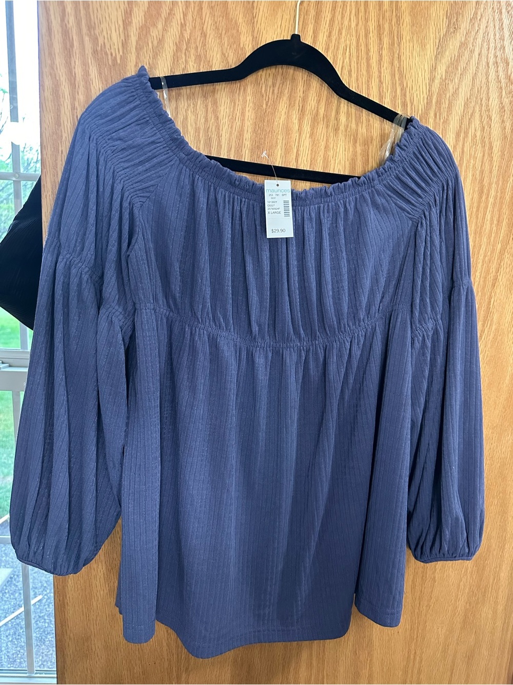 Maurices Dusty Blue Off-the-Shoulder Peasant Blouse
